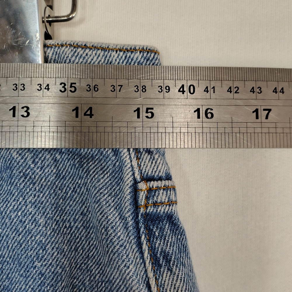 Zara The 90s Full Length Distressed Wide Leg Jeans Light Wash Blue Size 8 - Picture 6 of 8